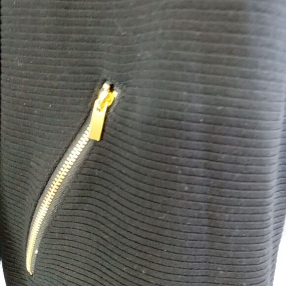 Premise Blazer Women's Size Medium Open Front Black Gold Zipper Pockets - Picture 2 of 14